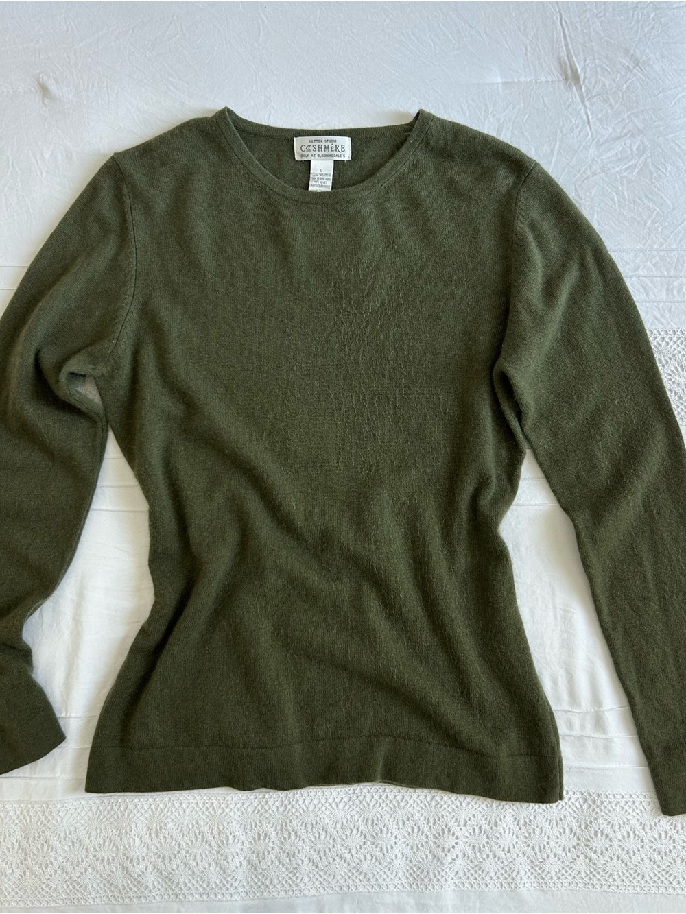 Sutton Studio Olive Crewneck Cashmere Sweater